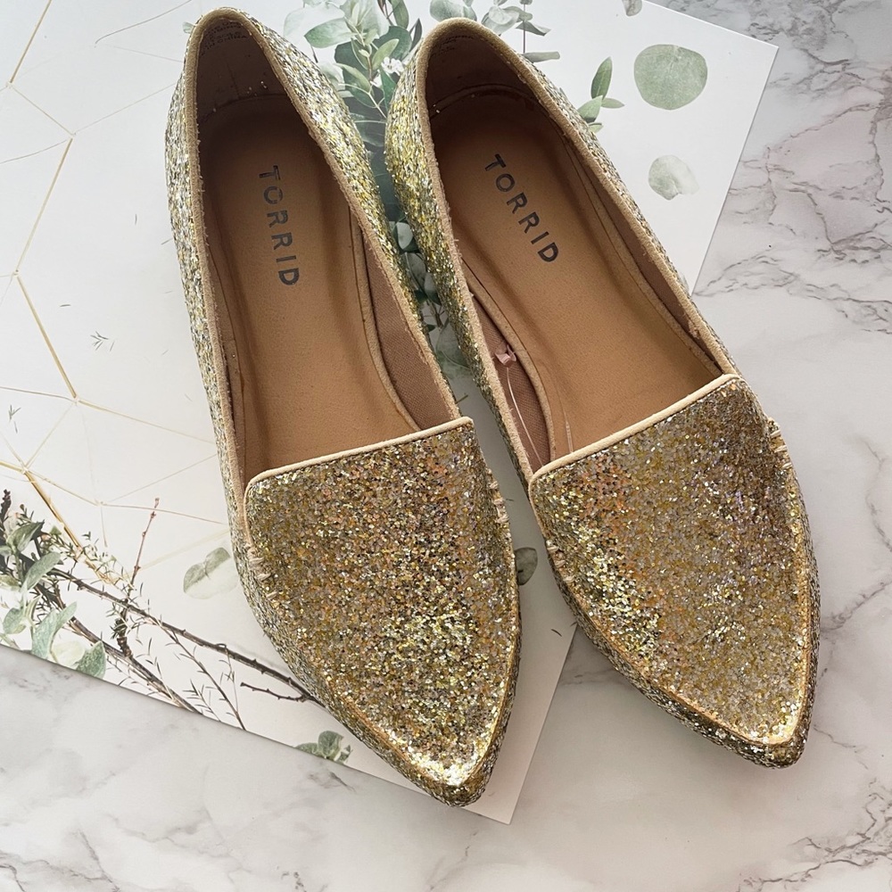 Torrid Glittered Loafers Flats Shoes 7 8 wide - Picture 9 of 12